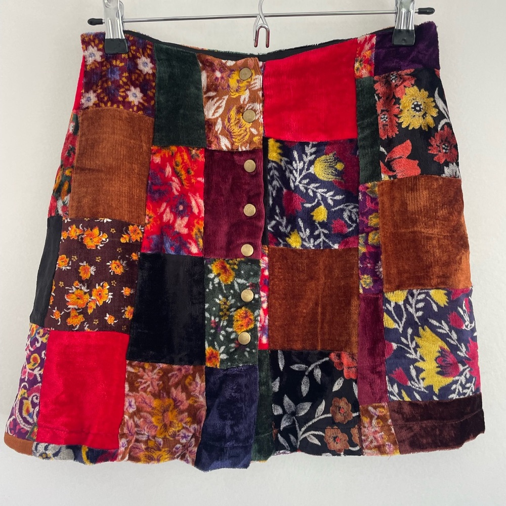 Reformation patchwork mini skirt